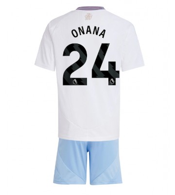 Aston Villa Amadou Onana #24 Segunda Equipación Niños 2024-25 Manga Corta (+ Pantalones cortos)